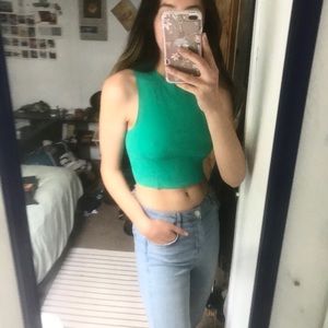 Zara cropped top in 90s green M